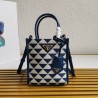 Prada Symbole Micro Bag In White/Blue Jjacquard Fabric 234