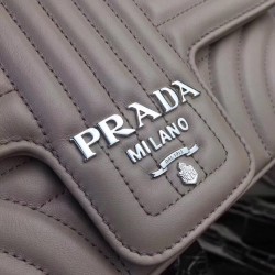 Prada Diagramme Flap Bag In Grey Calfskin 719