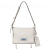 Prada Etiquette Bag In White Calfskin With Metal Stud Trim 040