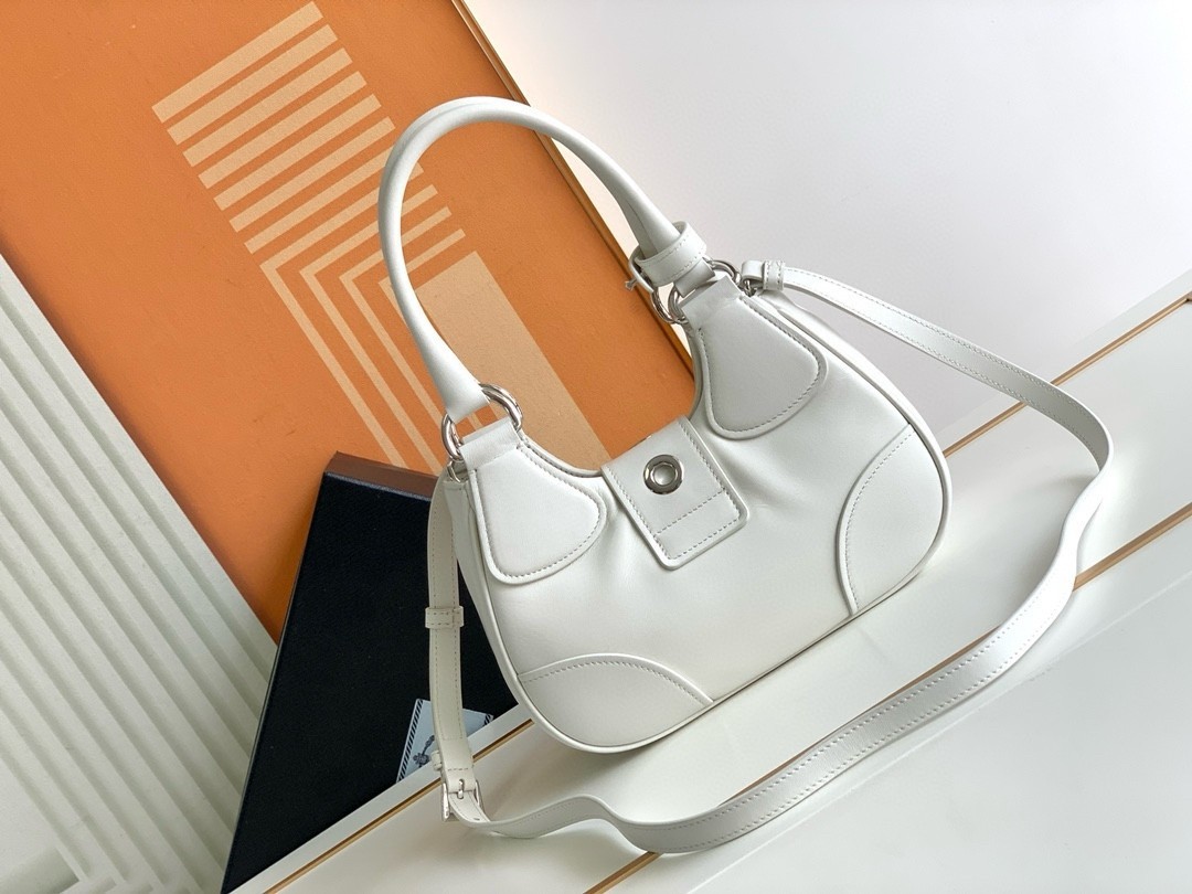 Prada Moon Bag in White Padded Nappa Leather 068