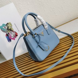 Prada Mini Galleria Bag In Light Blue Saffiano Leather 088