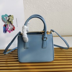 Prada Mini Galleria Bag In Light Blue Saffiano Leather 088