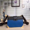 Prada Cahier Shoulder Bag In Blue Hydra /Black Leather 110