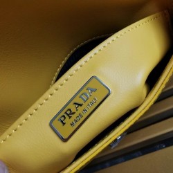 Prada Yellow Brushed Leather Cleo Shoulder Bag with Flap 137