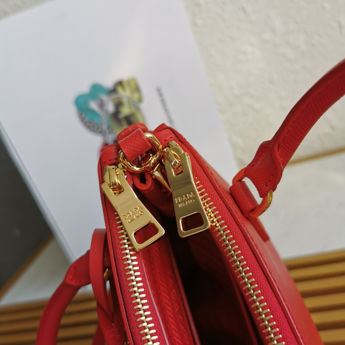 Prada Mini Galleria Bag In Red Saffiano Leather 203