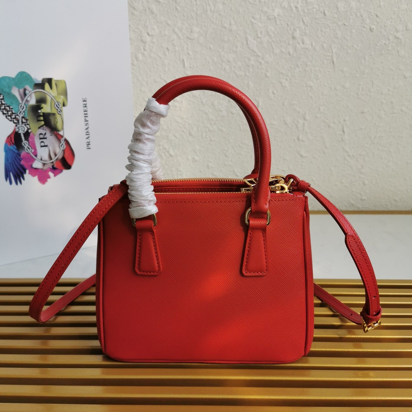 Prada Mini Galleria Bag In Red Saffiano Leather 203