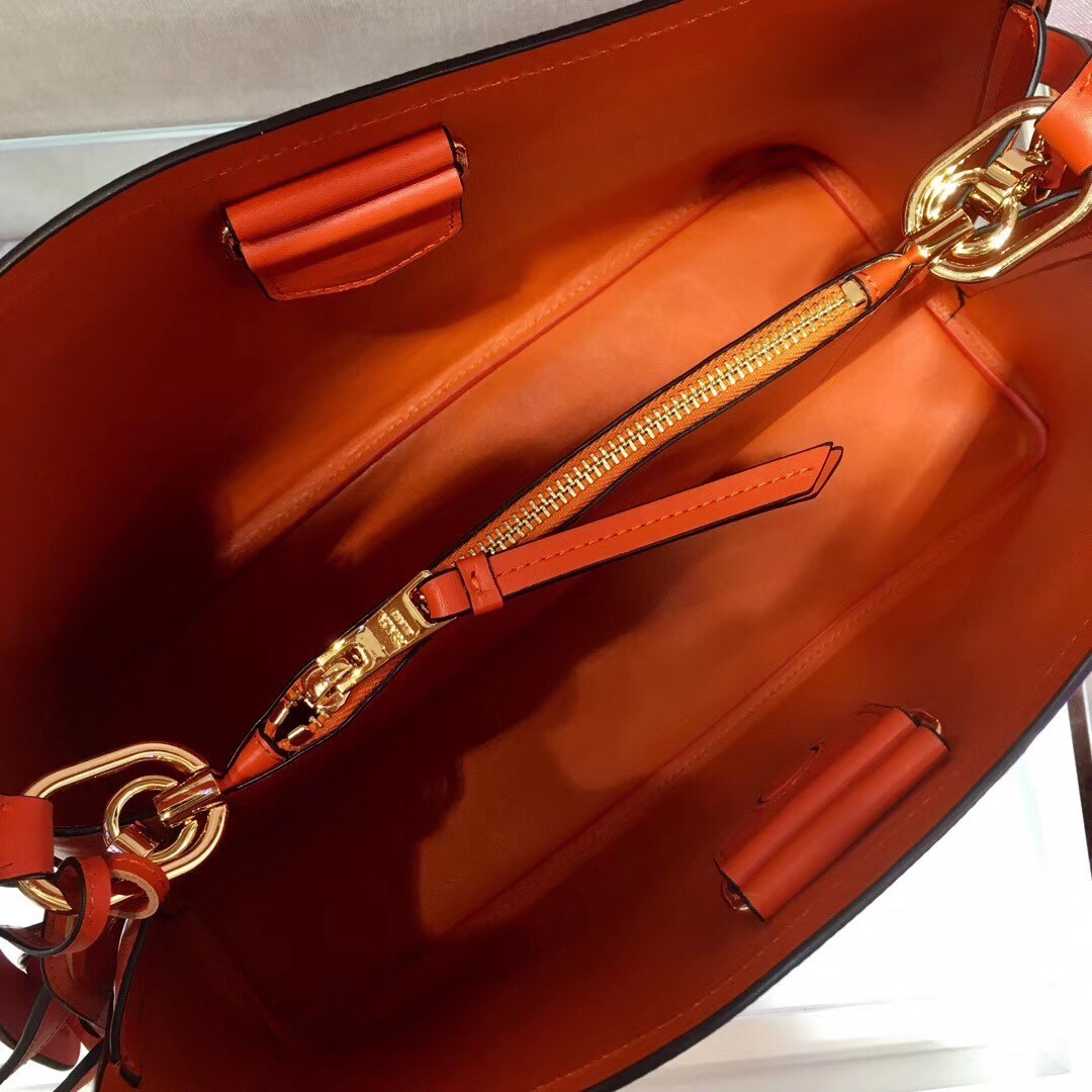 Prada Matinee Tote Bag In Orange Saffiano Leather 224