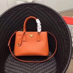 Prada Small Galleria Bag In Orange Saffiano Leather 261