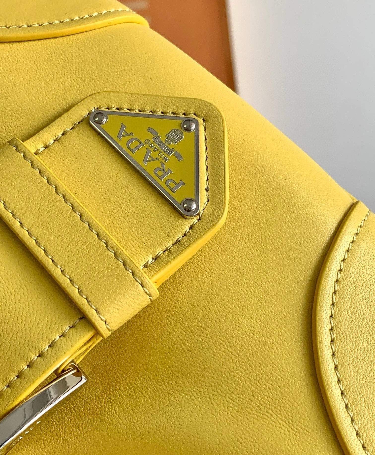 Prada Moon Bag in Yellow Padded Nappa Leather 400