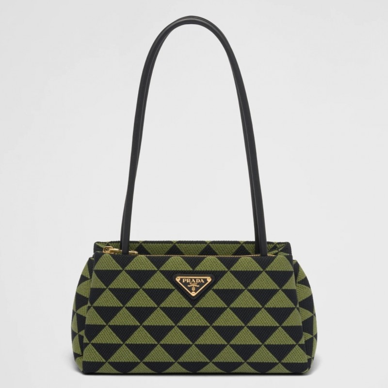 Prada Supernova Small Shoulder Bag In Black/Green Fabric 441