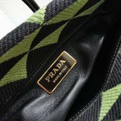 Prada Supernova Small Shoulder Bag In Black/Green Fabric 441