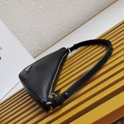 Prada Triangle Pouch Bag In Black Leather  508