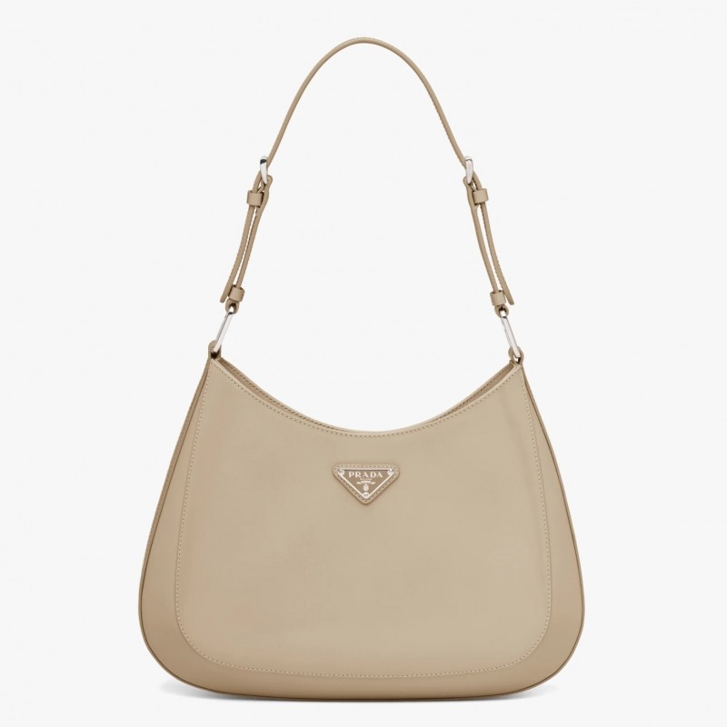 Prada Cleo Shoulder Large Bag In Beige Brushed Leather 293