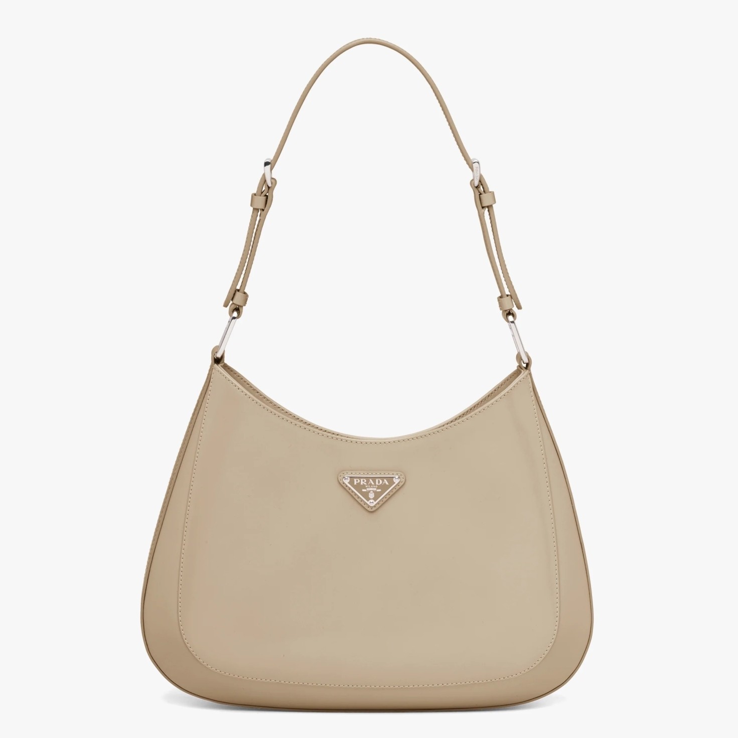 Prada Cleo Shoulder Large Bag In Beige Brushed Leather 293