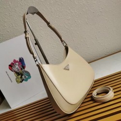 Prada Cleo Shoulder Large Bag In Beige Brushed Leather 293