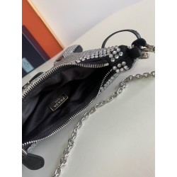 Prada Re-Edition 2005 Bag In Black Satin with Crystals 254