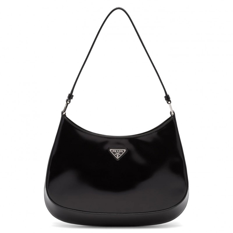 Prada Cleo Small Shoulder Bag In Black Brushed Leather 706