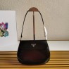 Prada Black Brushed Leather Cleo Shoulder Bag with Flap 876