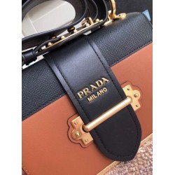 Prada Cahier Shoulder Bag In Brown/Black Leather 866