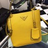 Prada Yellow Saffiano North South Double Medium Bag 247