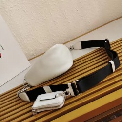 Prada Triangle Shoulder Bag In White Leather 671