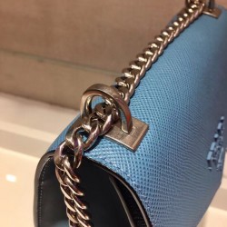 Prada Monochrome Flap Bag In Blue Saffiano Leather 714