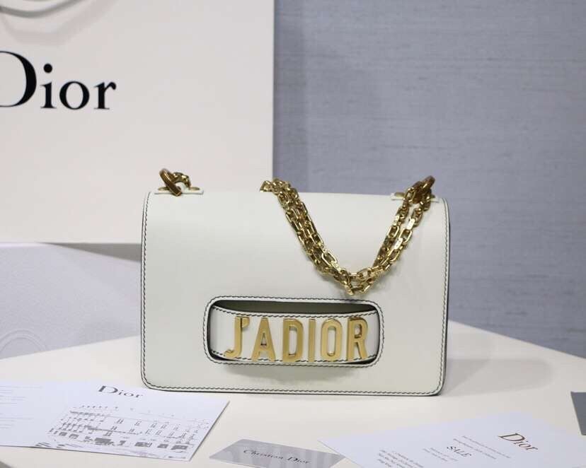 Dior White J'Adior Calfskin Flap Bag 744