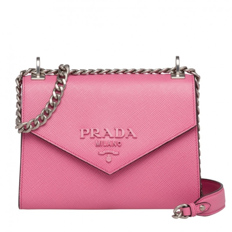 Prada Monochrome Flap Bag In Begonia Pink Saffiano Leather 899