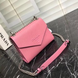 Prada Monochrome Flap Bag In Begonia Pink Saffiano Leather 899