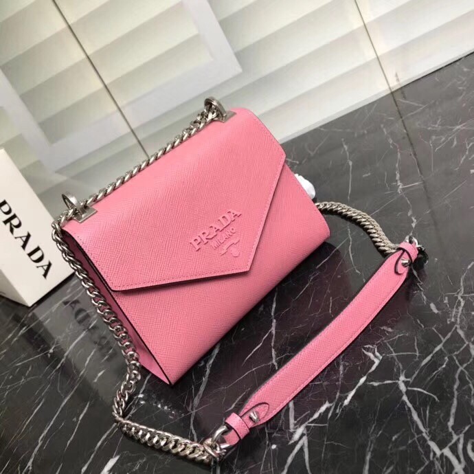 Prada Monochrome Flap Bag In Begonia Pink Saffiano Leather 899