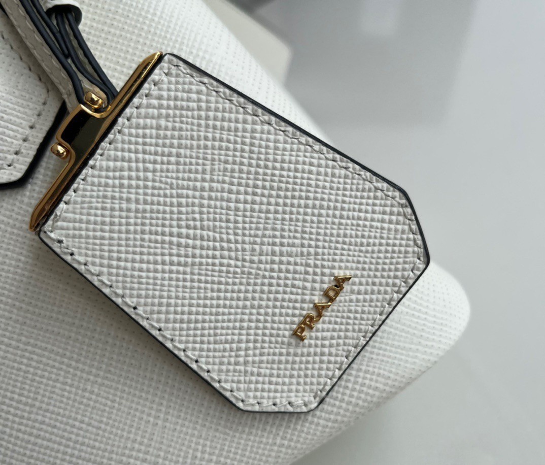 Prada Double Mini Bag In White Saffiano Leather 914