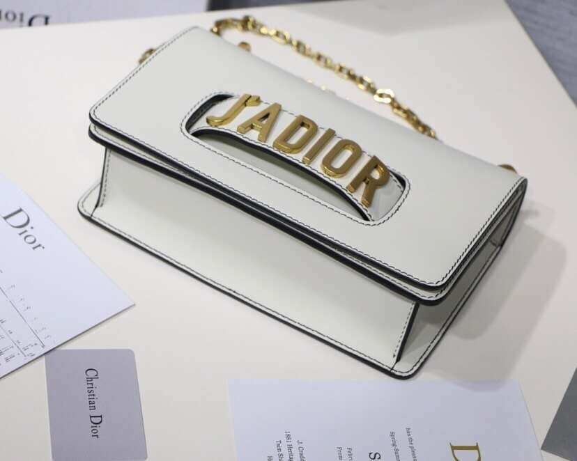 Dior White J'Adior Calfskin Flap Bag 744