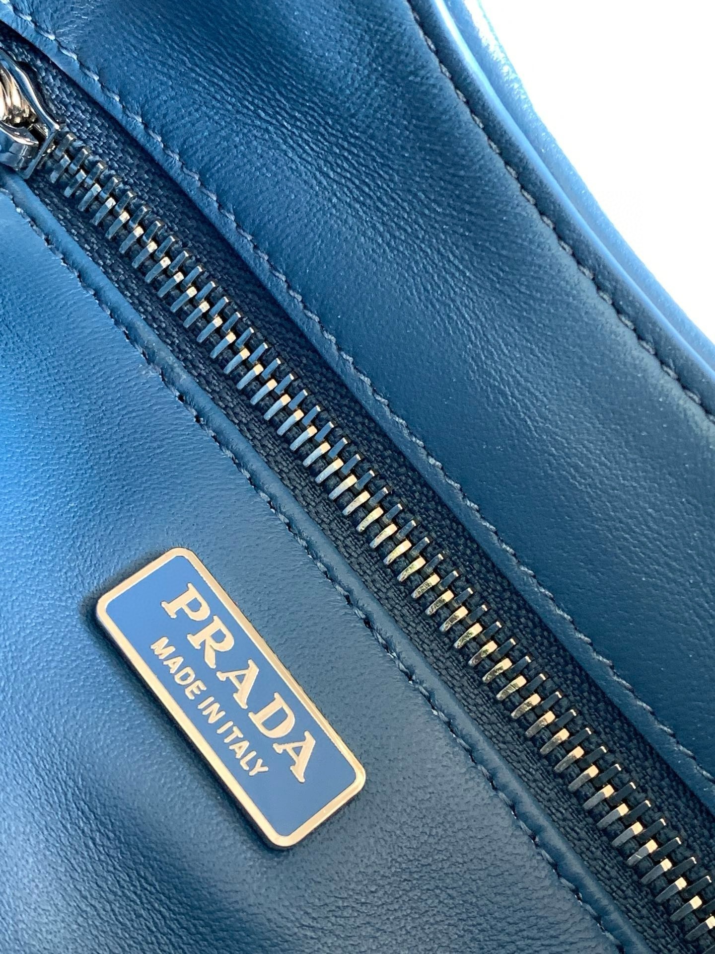 Prada Moon Bag in Blue Padded Nappa Leather 110