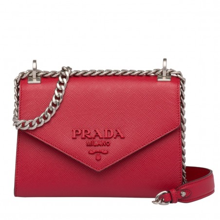 Prada Monochrome Flap Bag In Red Saffiano Leather 125