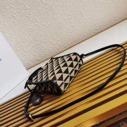 Prada Symbole Micro Bag In Black/Beige Jjacquard Fabric 951