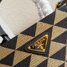 Prada Symbole Micro Bag In Black/Beige Jjacquard Fabric 951