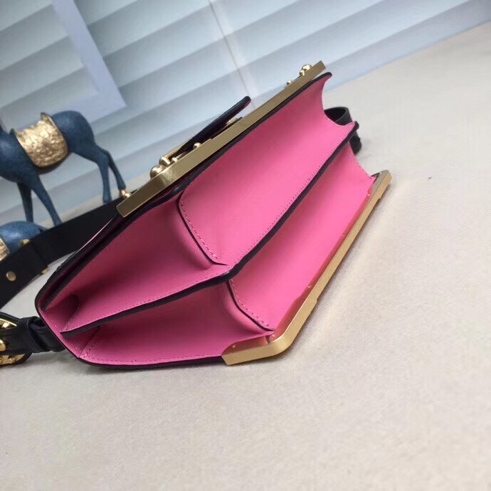 Prada Cahier Shoulder Bag In Pink/Black Leather 975