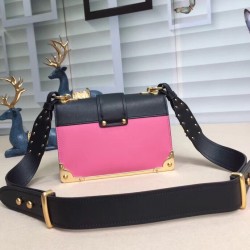 Prada Cahier Shoulder Bag In Pink/Black Leather 975