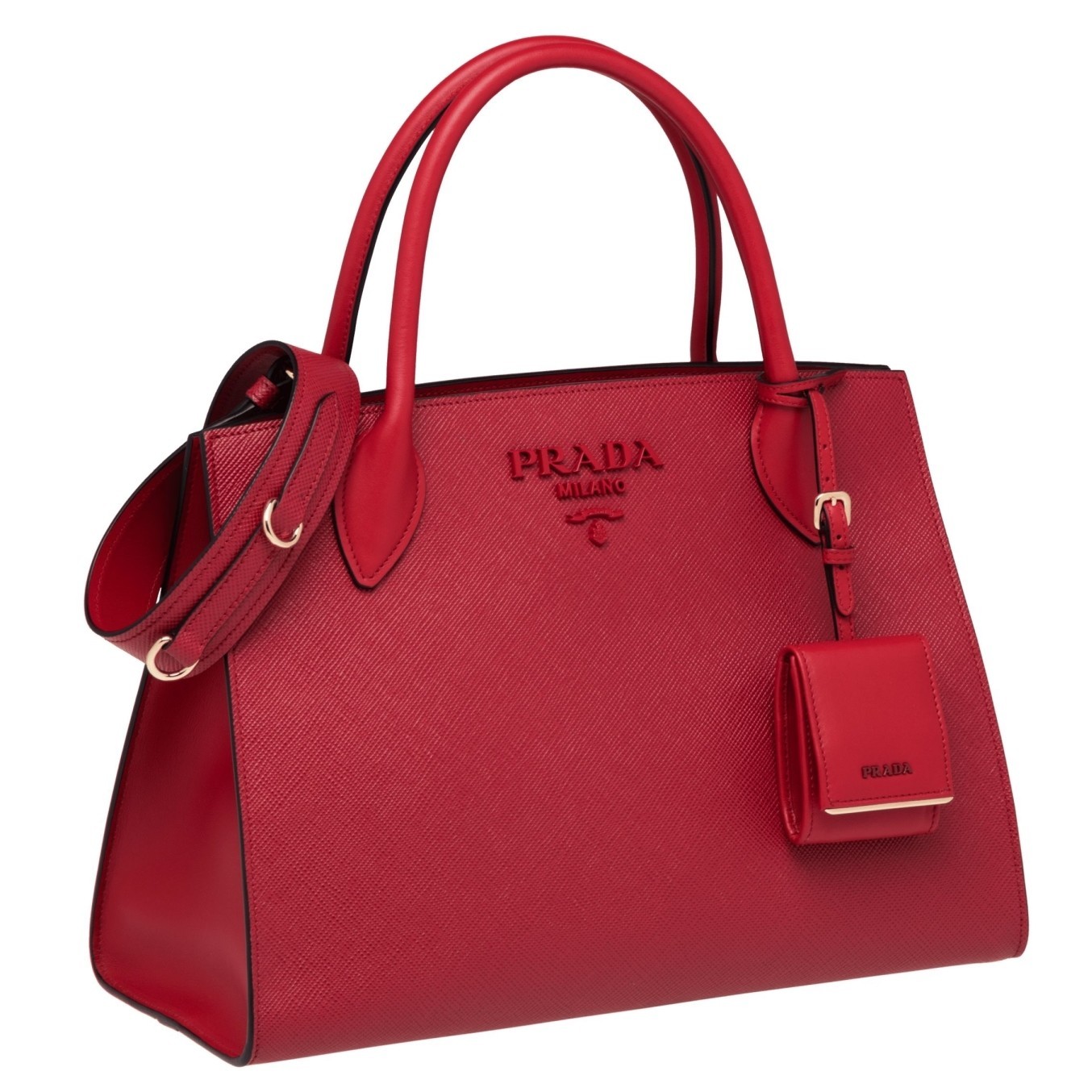 Prada Large Monochrome Bag In Red Saffiano Leather 002