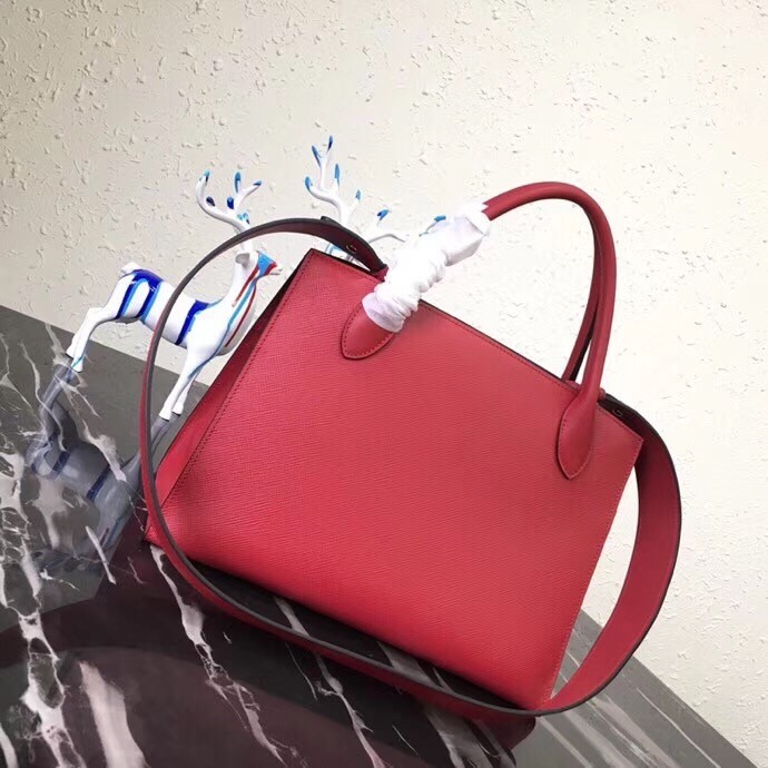 Prada Large Monochrome Bag In Red Saffiano Leather 002