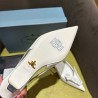 Prada Pumps 45mm in White Leather with Floral Appliques 657