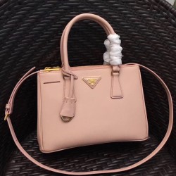 Prada Small Galleria Bag In Pink Saffiano Leather 598