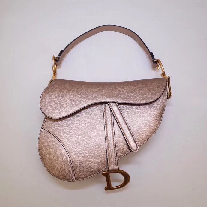 Dior Saddle Bag In Champagne Metallic Grained Calfskin 435