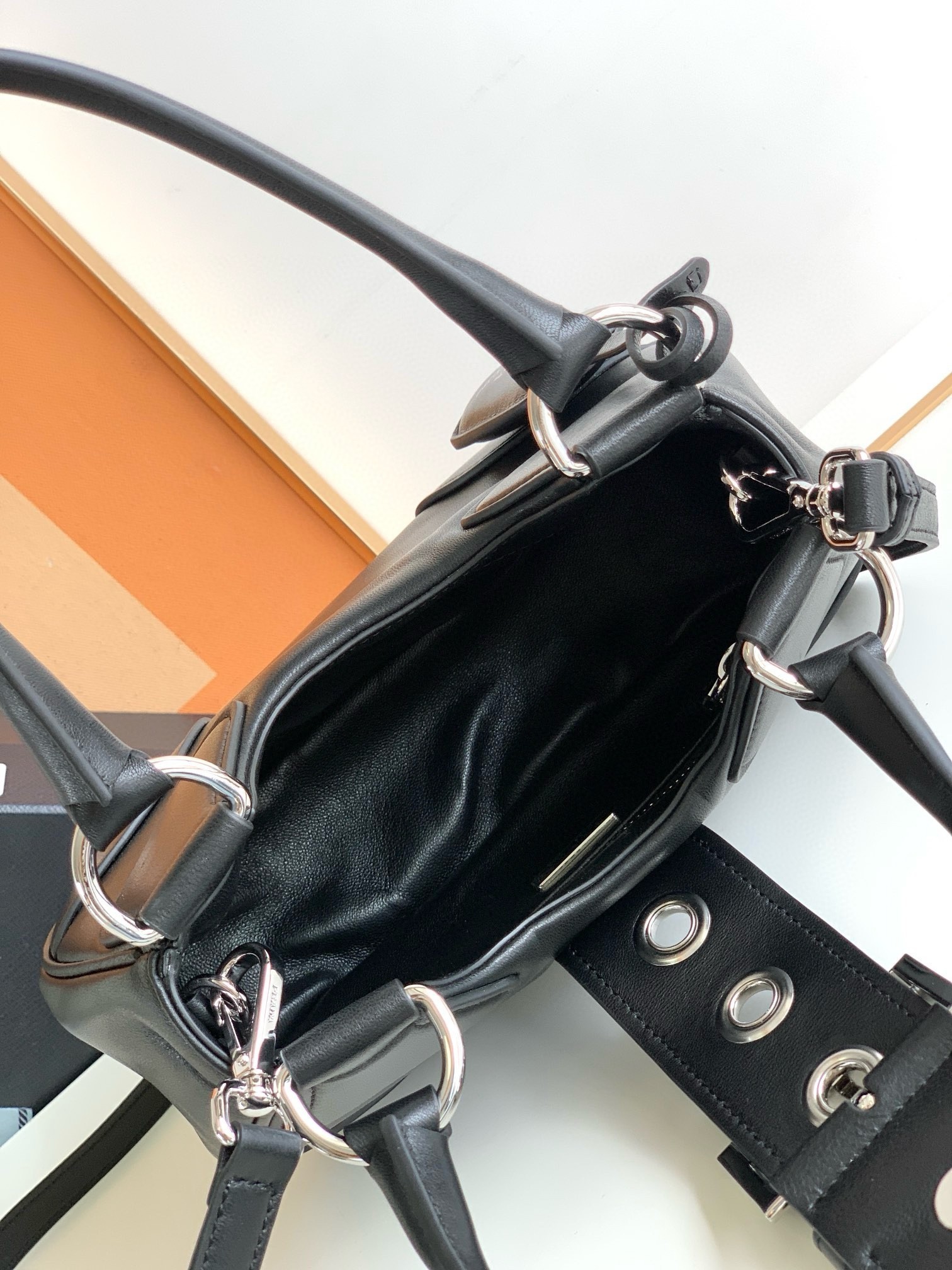 Prada Moon Bag in Black Re-Nylon and Leather 939