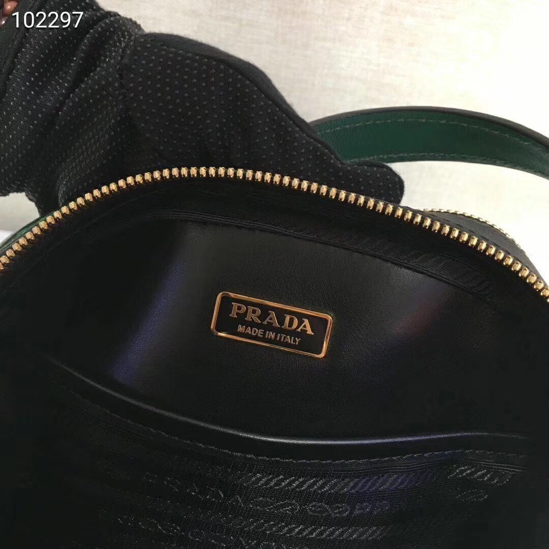 Prada Odette Black Saffiano And Green Crocodile Bag 950