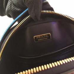 Prada Odette Black Saffiano And Blue Crocodile Bag 962