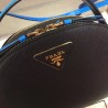 Prada Odette Black Saffiano And Blue Crocodile Bag 962