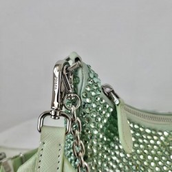 Prada Re-Edition 2005 Bag In Aqua Satin with Crystals 580