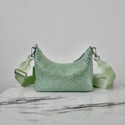 Prada Re-Edition 2005 Bag In Aqua Satin with Crystals 580