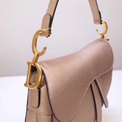 Dior Saddle Bag In Champagne Metallic Grained Calfskin 435